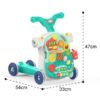 Antepremergator 4in1 pentru copii KikkaBoo Sweet Escape Mint transformabil in vehicul fara pedaletrotinetamasuta activitati, Panou interactiv cu muzica si lumina,Roti cu banda antialunecare,Maner reglabil,Roti cu blocare