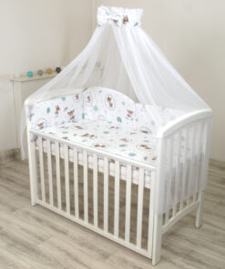 Baldachin din tul, funda din bumbac imprimeu lenjerie Caprioara mica Amy 300x160 cm suport de prindere inclus 153h cm