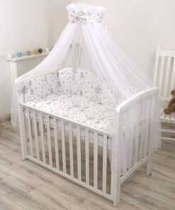Baldachin din tul Amy cu funda din bumbac imprimeu lenjerie Circ blue 300x160 cm Suport de prindere inclus 153h cm