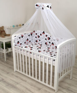 Baldachin din tul, funda din bumbac imprimeu lenjerie Miki Amy 300x160 cm suport de prindere inclus 153h cm