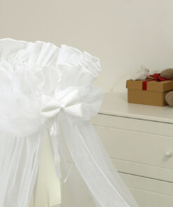 Baldachin din tul pentru patut bebe Sweet Dreams White 160 x 600 cm suport prindere inclus