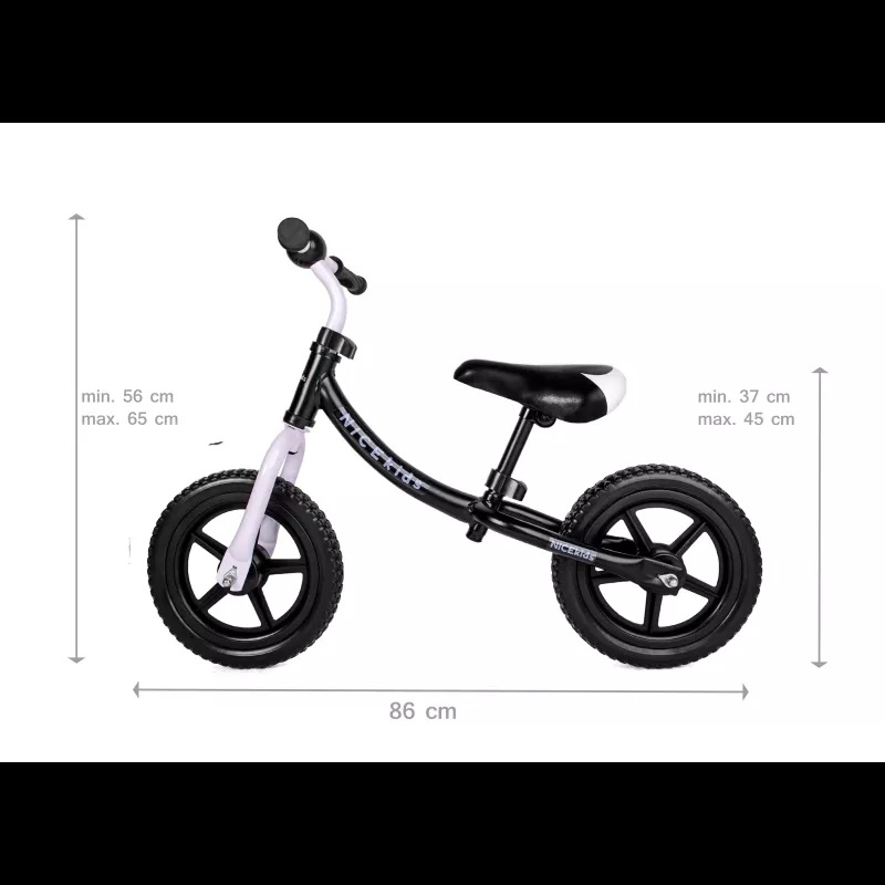 Bicicleta fara pedale 12 inch Nice Kids White Black Bicicleta fara pedale 12 inch Nice Kids White Black