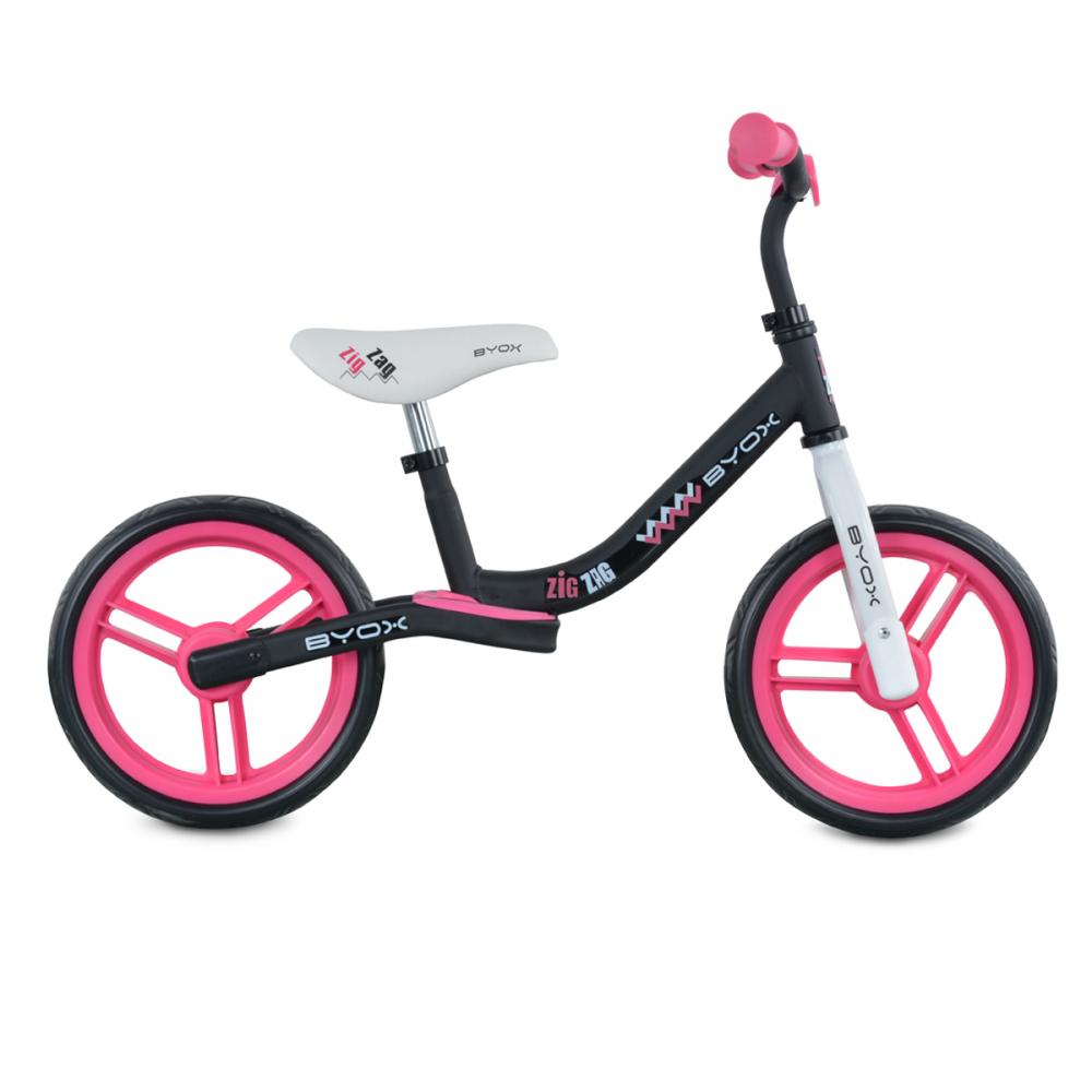 Bicicleta copii fara pedale Byox Zig-Zag Pink 12 inch, roti din cauciuc EVA, scaun ajustabil pe inaltime de la 36 cm pana la 45 cm, de la 2 ani pana la greutatea maxima admisa de 20 kg Bicicleta copii fara pedale Byox Zig-Zag Pink 12 inch, roti din cauciuc EVA, scaun ajustabil pe inaltime de la 36 cm pana la 45 cm, de la 2 ani pana la greutatea maxima admisa de 20 kg