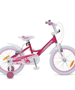 Bicicleta pentru fetite cu roti ajutatoare Byox Lovely 18 inch, varsta 6-9 ani, inaltimea recomandata peste 115 cm, roti ajutatoare, frana de mana pe ambele roti, claxon, sa si ghidon reglabile pe inaltime