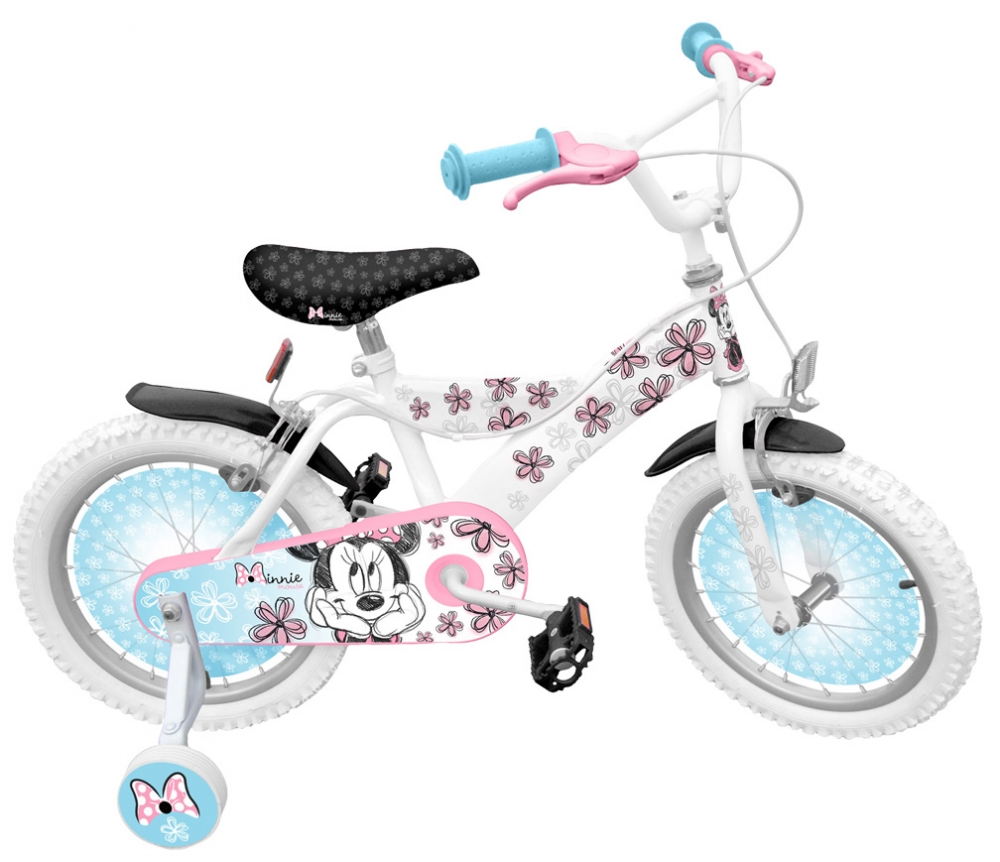 Bicicleta pentru fetite Mash up Minnie 16 inch, varsta 5-7 ani, inaltime recomandata 104-110 cm, scaun ajustabil, roti ajutatoare, jante si spite din otel, pinion fix, frana de mana pe ambele roti Bicicleta pentru fetite Mash up Minnie 16 inch, varsta 5-7 ani, inaltime recomandata 104-110 cm, scaun ajustabil, roti ajutatoare, jante si spite din otel, pinion fix, frana de mana pe ambele roti