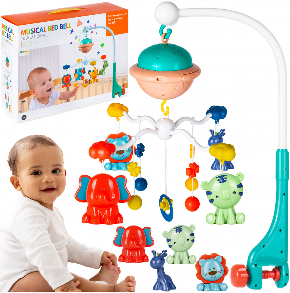 Carusel muzical cu proiector pentru patut Happy Animals Carusel muzical cu proiector pentru patut Happy Animals