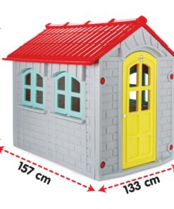 Casuta mare de gradina pentru copii Pilsan My Home Gri 157x133x148 cm, utilizare interiorexterior,plastic rezistent UV,design realist,usa si ferestre functionale