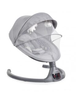 Leagan electric pentru bebelusi cu telecomanda,sezut ergonomic si rotativ,parasolar reglabil si detasabil,5 viteze de leganare,cronometru,adaptor priza,husa de insecte si pernuta reductor Cangaroo ISwing Graphite