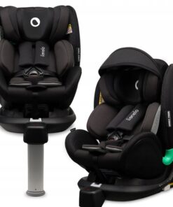 Scaun auto I-size Antoon Plus rotire 360 grade 0-18 kg Testat ADAC cu Isofix si picior de sustinere negru Lionelo