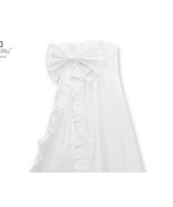 Baldachin din tull pentru patut cu funda si volan 210x145 cm Alb MimiNu