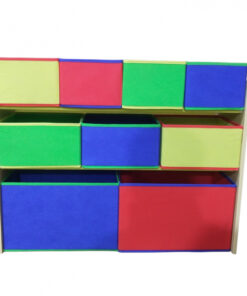 Organizator din lemn Ginger Home pentru jucarii cu 9 cutii textile Color