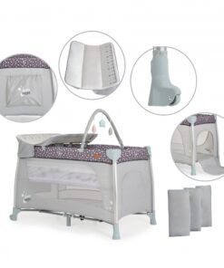 Patut pliabil Cangaroo cu 2 nivele si masuta de infasat Good Night Silver