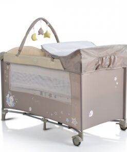 Patut pliabil Moni cu doua nivele si roti Sleepy New Beige