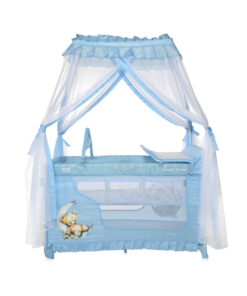 Patut pliabil stil baldachin Magic Sleep cu accesorii Blue Moon Sleeping Bear
