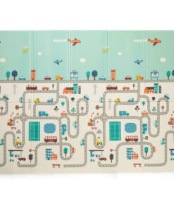 Covoras de joaca PetiteMars reversibil 197 x 147 x 1 cm oras multicolor