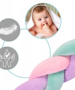 Protectie laterala pentru patut impletita 3 M Ricokids 722106 Roz Mov Turcoaz