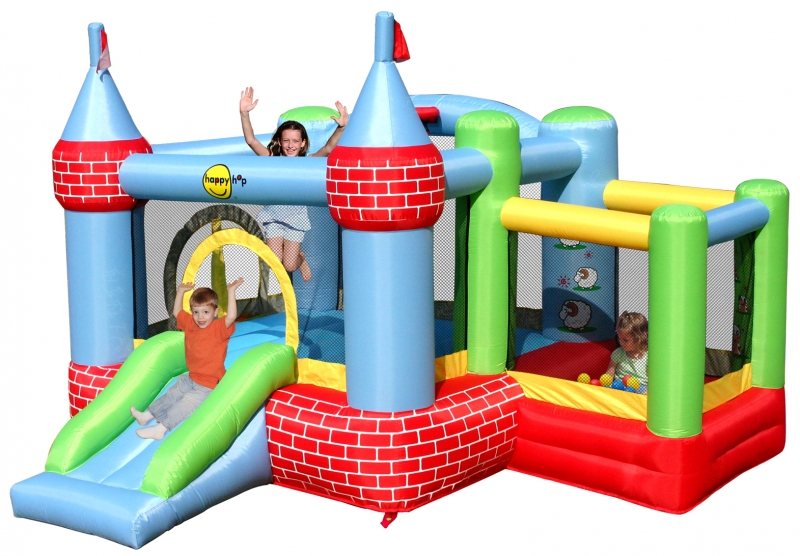 Saltea gonflabila Happy Hop Castel cu loc de joaca cu bile Saltea gonflabila Happy Hop Castel cu loc de joaca cu bile