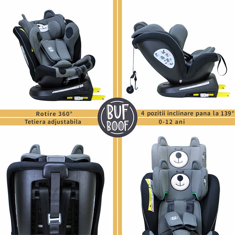 Scaun auto Tweety Plus Deluxe Buf Boof i-Size rotativ 360 cu isofix 40-150 cm UrsBlack Scaun auto Tweety Plus Deluxe Buf Boof i-Size rotativ 360 cu isofix 40-150 cm UrsBlack