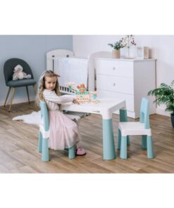 Set masuta si doua scaune pentru copii FreeON Neo cu doua sertare gri