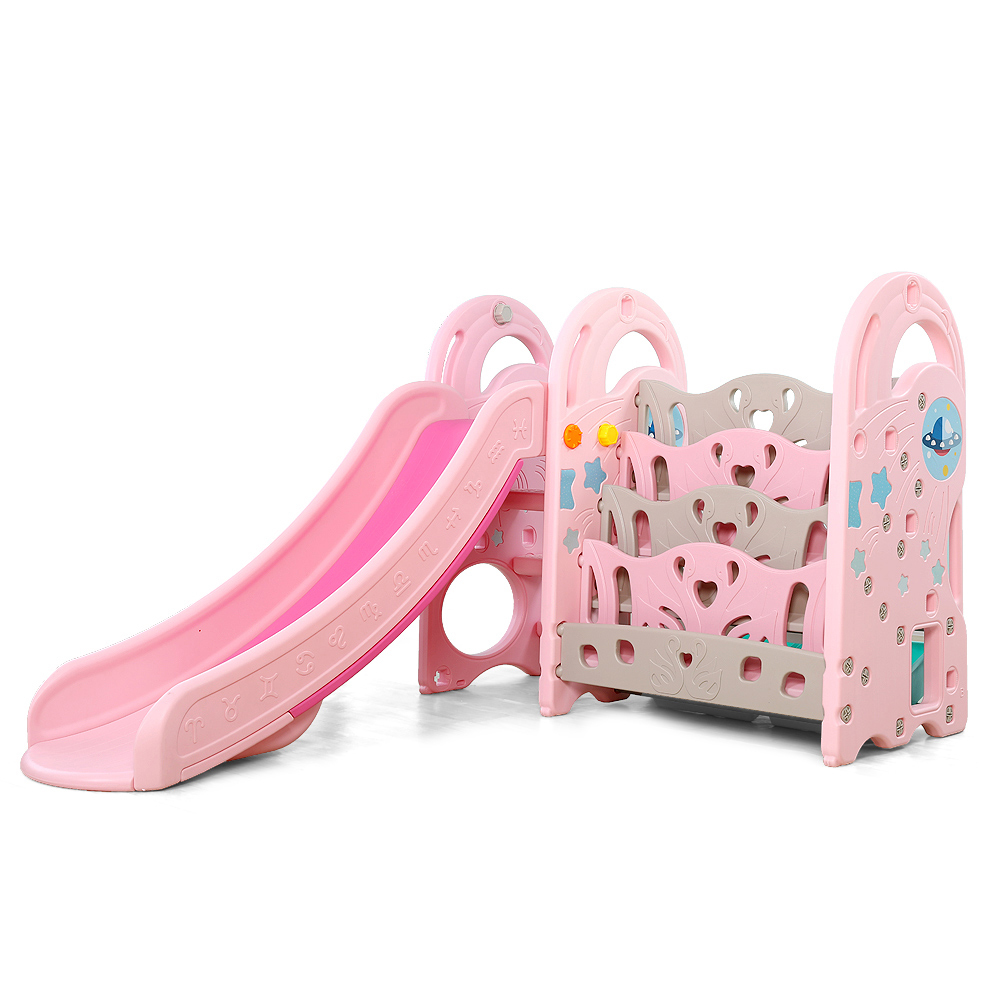 Spatiu de joaca pentru interior cu Tobogan,cos de baschet si organizator carti Nichiduta Garden Big Meteor Pink Spatiu de joaca pentru interior cu Tobogan,cos de baschet si organizator carti Nichiduta Garden Big Meteor Pink