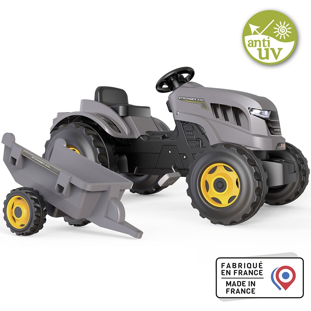 Tractor cu pedale si remorca Smoby Stronger XXL gri Tractor cu pedale si remorca Smoby Stronger XXL gri