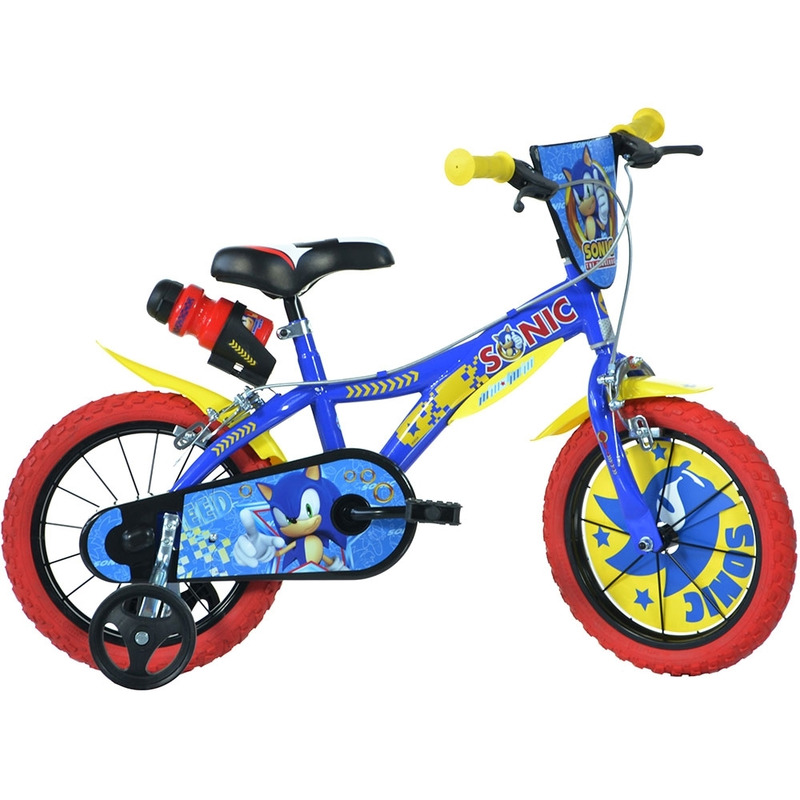 Bicicleta copii, Dino Bikes, Sonic, Roti ajutatoare, Suport cu sticla de apa, 16 inch, Cadru din otel, Pana la 125 cm, Blue/Red Bicicleta copii, Dino Bikes, Sonic, Roti ajutatoare, Suport cu sticla de apa, 16 inch, Cadru din otel, Pana la 125 cm, Blue/Red