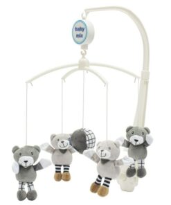 Carusel muzical, BabyMix, Pentru patut, Cu 5 jucarii din plus, Mini Bears Grey