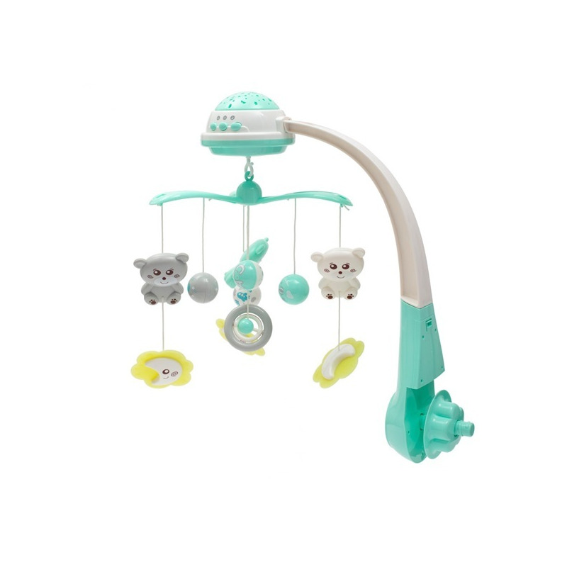 Carusel muzical, BabyMix, Pentru patut bebelusi, Cu proiectii, Cu melodii si sunete ale naturii, Cu 10 jucarii si ceas de jucarie pe suport, Mint Carusel muzical, BabyMix, Pentru patut bebelusi, Cu proiectii, Cu melodii si sunete ale naturii, Cu 10 jucarii si ceas de jucarie pe suport, Mint
