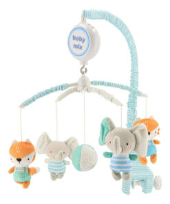 Carusel muzical, BabyMix, Pentru patut, Cu 5 jucarii din plus, Elephants and foxes
