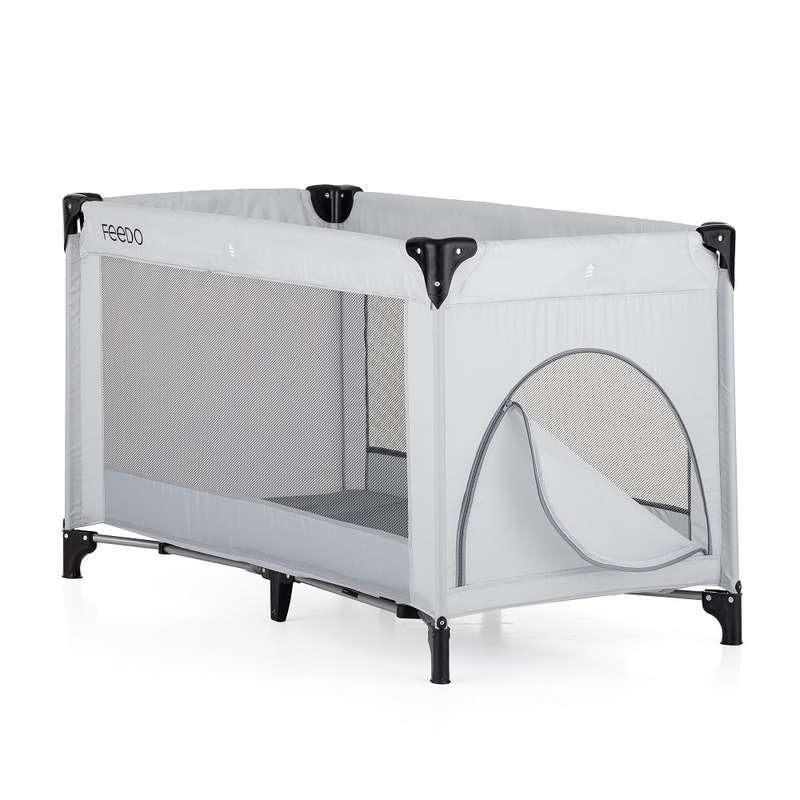 Patut de calatorie, Feedo, Pliabil, Cu geanta de transport inclusa, Cu intrare laterala si inchidere prin fermoar, Greutate maxima suportata 15 kg, 0-30 luni, Gri deschis Patut de calatorie, Feedo, Pliabil, Cu geanta de transport inclusa, Cu intrare laterala si inchidere prin fermoar, Greutate maxima suportata 15 kg, 0-30 luni, Gri deschis