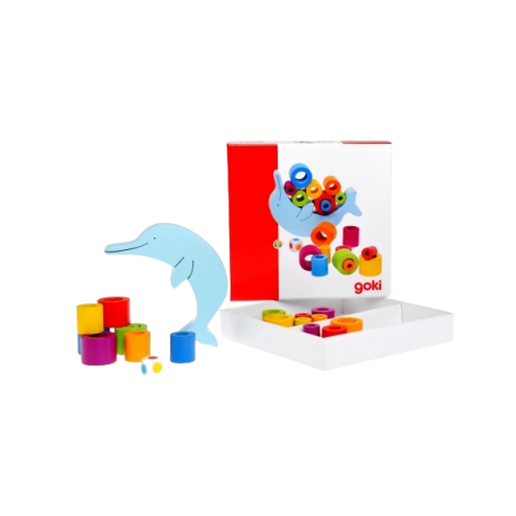 Joc educativ pentru indemanare, din lemn, echilibru Delfini, 4 ani, Goki 56901 Joc educativ pentru indemanare, din lemn, echilibru Delfini, 4 ani, Goki 56901