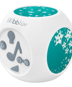 Lampa de veghe, BBluv, Kube, Cu proiector si muzica, Cu 15 melodii, Cu 3 teme de proiectie, Oprire automata de 60 de minute, Pe baza de baterii AAA sau micro-USB, Multicolor