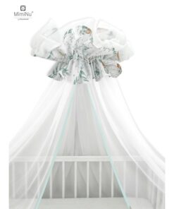 Baldachin, MimiNu, Din tull, Mare, Cu funda din bumbac, Dimensiune 400x170 cm, Materiale certificate Oeko Tex Standard 100, Lulu Natural