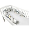 Protectie laterala, MimiNu, Pentru patut bebe, Tip Bumper impletit, Din bumbac, Din materiale certificate Oeko Tex Standard 100, Lungime 220 cm, Childrens Journey Grey 