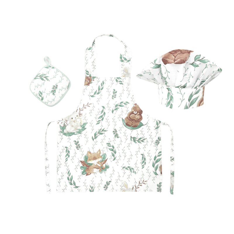 Set Micutul bucatar, MimiNu, Cu sort, o boneta si accesoriu pentru vase calde, Din bumbac certificat Oeko Tex Standard 100, Lulu Natural Set Micutul bucatar, MimiNu, Cu sort, o boneta si accesoriu pentru vase calde, Din bumbac certificat Oeko Tex Standard 100, Lulu Natural