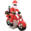 Mos Craciun pe motocicleta gonflabil, LED, IP44, 160 cm