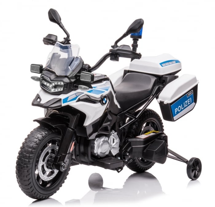 Motocicleta electrica de politie pentru copii, BMW F850 GS, 90W, 12V cu roti MOI Polizei Motocicleta electrica de politie pentru copii, BMW F850 GS, 90W, 12V cu roti MOI Polizei