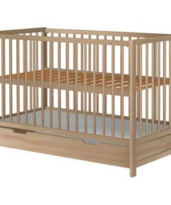 Patut copii din lemn Hubners Dominic 120x60 cm natur cu sertar