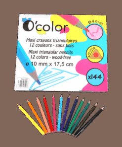Set scolar 144 creioane colorate triunghiulare maxi mina 4 mm