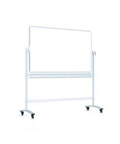Tabla scolara mobila cu 2 fete, alb-verde, magnetica, pentru markere si creta, 120 x 90 cm