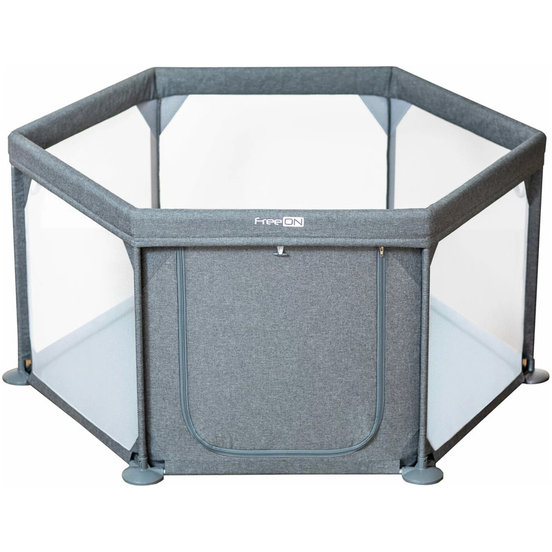 Tarc de joaca, FreeON, Hexagonal, Pentru bebe, Cu 4 manere, Intrare cu fermoar, Cu geanta de transport, 117 x 67 x 67 cm, Conform cu standardul european de securitate EN 12227:2010, Grey Tarc de joaca, FreeON, Hexagonal, Pentru bebe, Cu 4 manere, Intrare cu fermoar, Cu geanta de transport, 117 x 67 x 67 cm, Conform cu standardul european de securitate EN 12227:2010, Grey